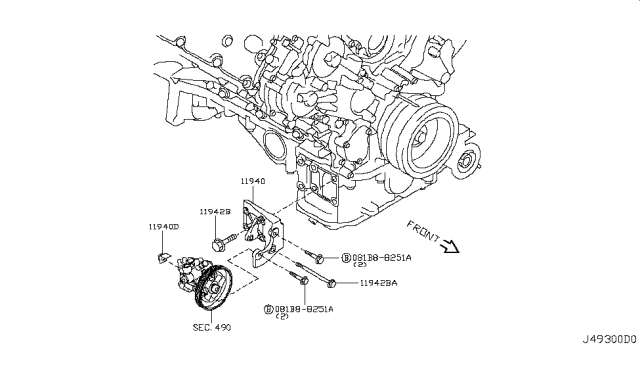 2015 Infiniti QX70 Power Steering Pump Mounting Diagram 2