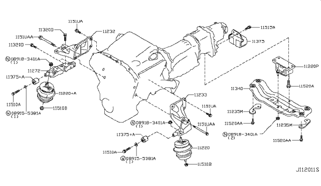 2010 Infiniti FX50 Engine & Transmission     Mounting Diagram 2