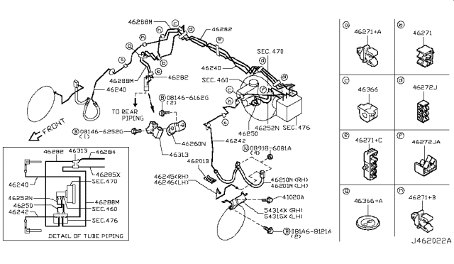 2009 Infiniti FX35 Brake Piping & Control Diagram 4