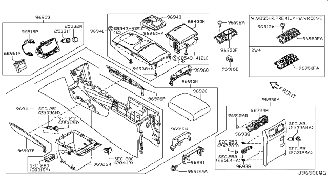 2011 Infiniti FX35 Console Box Diagram 1
