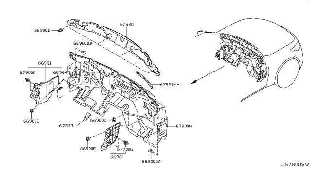 2009 Infiniti FX50 Dash Trimming & Fitting Diagram 1