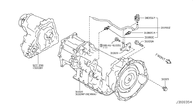 2017 Infiniti QX70 Auto Transmission,Transaxle & Fitting Diagram 2