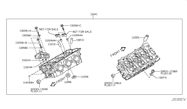 2011 Infiniti FX35 Bolt-Camshaft Bracket Diagram for 13058-31U0B