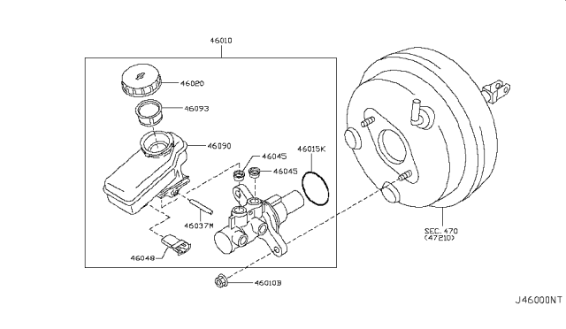 2011 Infiniti FX35 Brake Master Cylinder Diagram 1