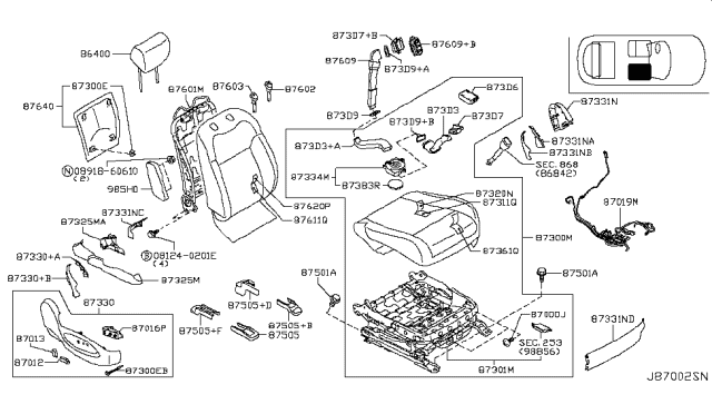 2009 Infiniti FX50 Front Seat Diagram 7