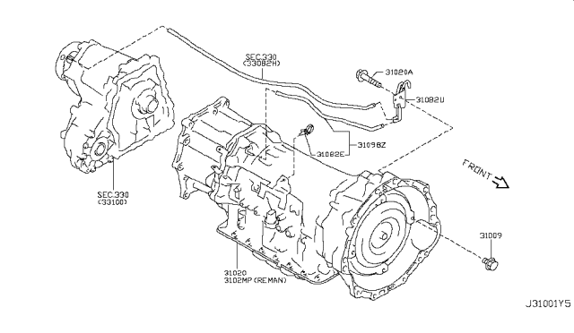 2012 Infiniti FX50 Auto Transmission,Transaxle & Fitting Diagram 2