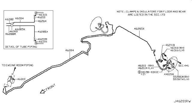 2009 Infiniti FX35 Hose Assy-Brake,Rear Diagram for 46210-1CB1B