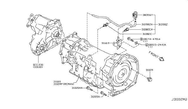 2013 Infiniti FX50 Transmission Assembly-Automatic Diagram for 310C0-X620D