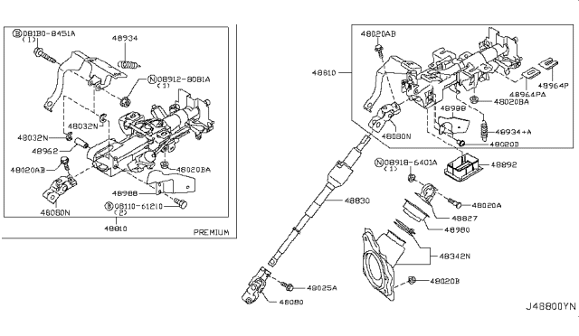 2015 Infiniti QX70 Steering Column Diagram 1