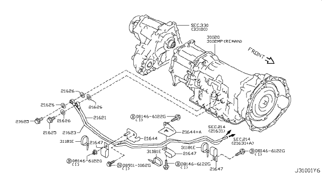 2014 Infiniti QX70 Auto Transmission,Transaxle & Fitting Diagram 8