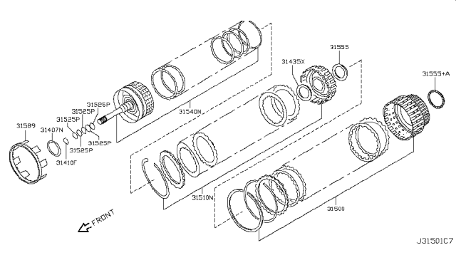 2013 Infiniti FX50 Clutch & Band Servo Diagram