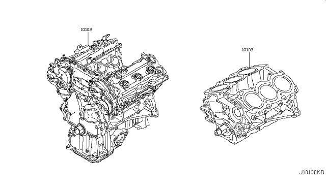2010 Infiniti FX35 Bare & Short Engine Diagram 2