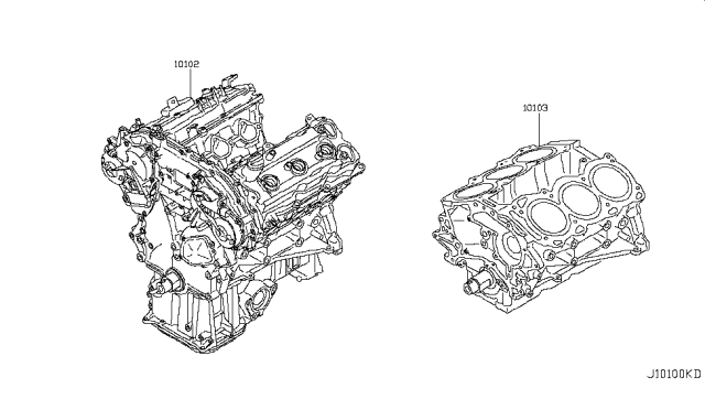 2009 Infiniti FX50 Bare & Short Engine Diagram 2