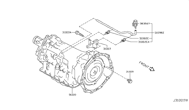 2010 Infiniti FX35 Auto Transmission,Transaxle & Fitting Diagram 2