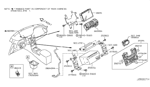 2012 Infiniti FX35 Controller Assy Diagram for 25915-3WY0B