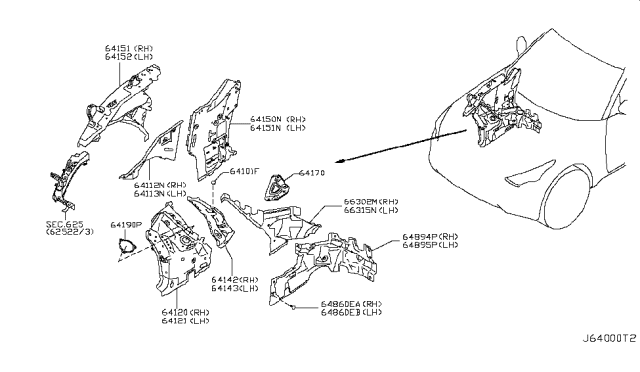 2011 Infiniti FX50 Housing-Front STRUT,LH Diagram for 64121-1CA0A