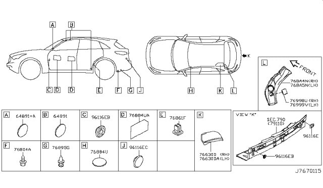 2011 Infiniti FX35 Body Side Fitting Diagram 5