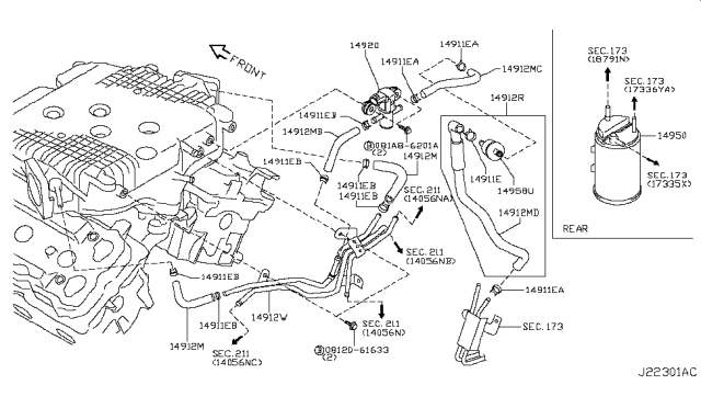 2013 Infiniti FX37 Engine Control Vacuum Piping Diagram 1