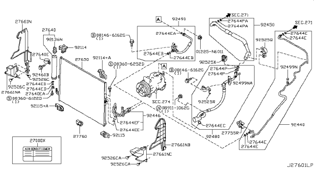 2016 Infiniti QX70 Seal-Condenser,Side Diagram for K2185-1A50A