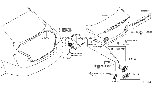 2015 Infiniti Q40 Striker Assy-Trunk Lid Lock Diagram for 84620-JK00B