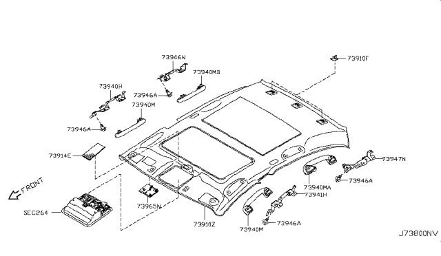 2008 Infiniti G37 Roof Trimming Diagram 2