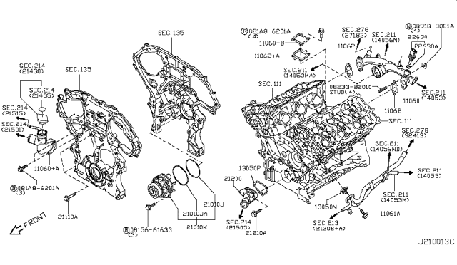 2012 Infiniti G25 Water Pump, Cooling Fan & Thermostat Diagram 1