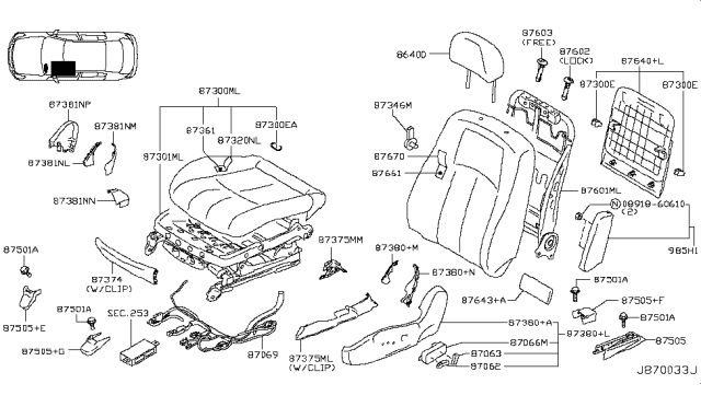 2012 Infiniti G25 Front Seat Diagram 1