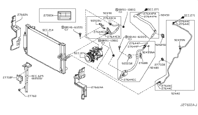 2013 Infiniti G37 Condenser,Liquid Tank & Piping Diagram 2