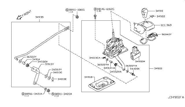 2008 Infiniti G35 Sedan Auto Transmission Control Device Diagram 1
