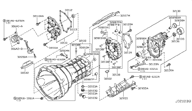 2010 Infiniti G37 Transmission Case & Clutch Release Diagram 4