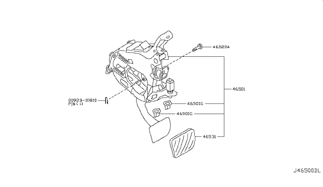 2009 Infiniti G37 Brake & Clutch Pedal Diagram