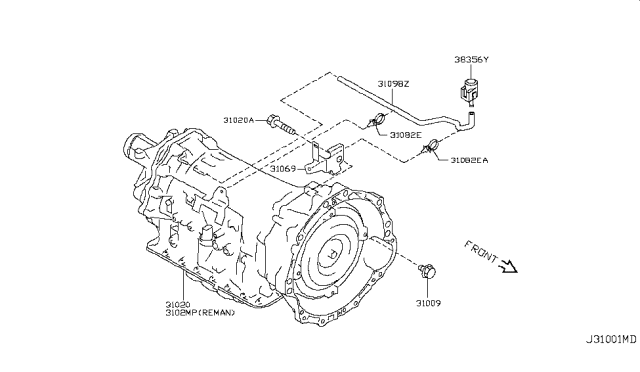 2013 Infiniti G37 Auto Transmission,Transaxle & Fitting Diagram 2