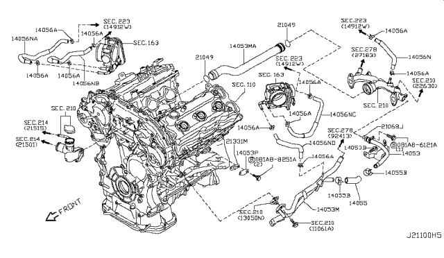 2008 Infiniti G35 Water Hose & Piping Diagram 1