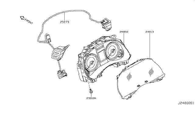 2007 Infiniti G35 Instrument Cluster Speedometer Assembly Diagram for 24820-JK60D