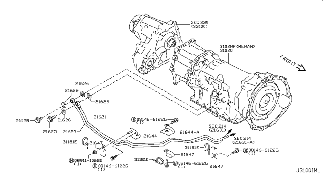 2010 Infiniti G37 Transmission Assembly - Automatic Diagram for 310C0-X211B