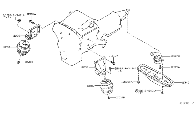 2010 Infiniti G37 Engine & Transmission     Mounting Diagram 1