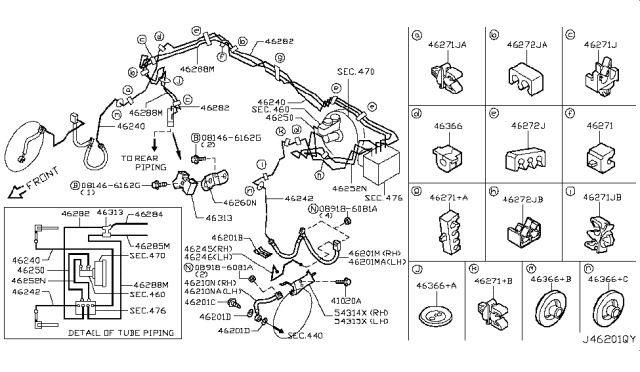 2008 Infiniti G35 Hose Assy-Brake Diagram for 46210-EJ20B