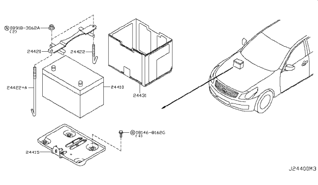2015 Infiniti Q40 Battery & Battery Mounting Diagram