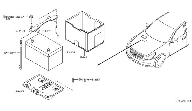 2013 Infiniti G37 Battery & Battery Mounting Diagram 2