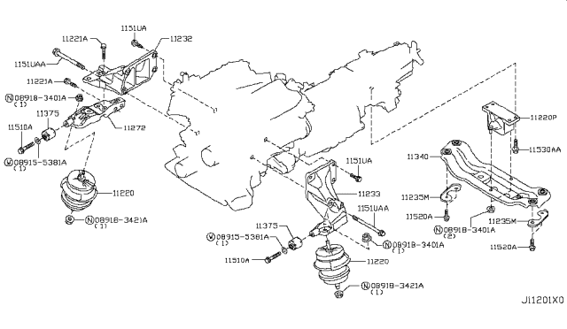 2015 Infiniti Q40 Engine & Transmission     Mounting Diagram 4