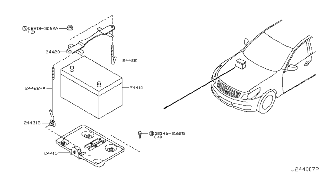 2008 Infiniti G35 Battery & Battery Mounting Diagram