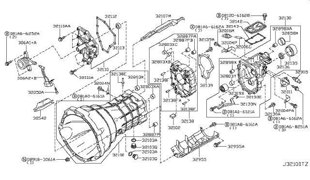 2008 Infiniti G35 Transmission Case & Clutch Release Diagram 1