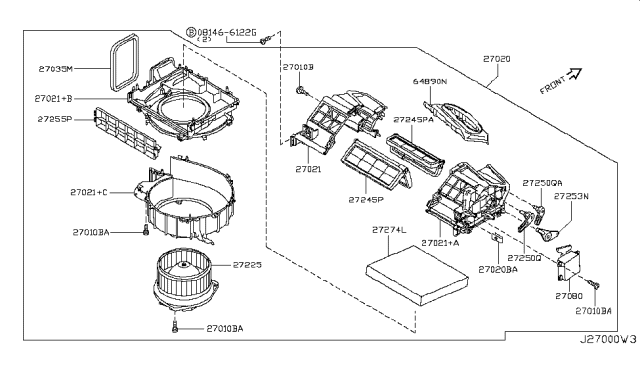 2008 Infiniti G37 Sedan Heater & Blower Unit Diagram 1