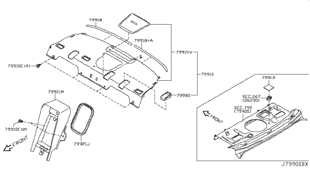 2010 Infiniti G37 Rear Trimming Diagram 3