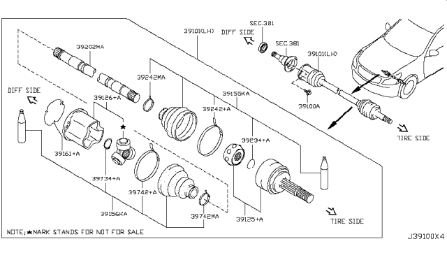 2011 Infiniti G37 Front Drive Shaft (FF) Diagram 1