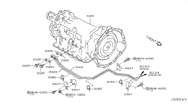 2010 Infiniti G37 Auto Transmission,Transaxle & Fitting Diagram 10