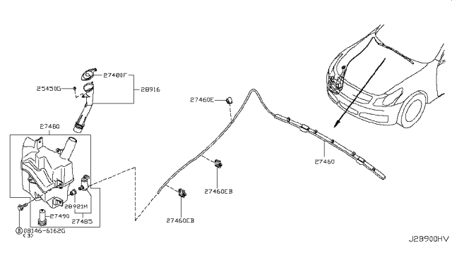 2010 Infiniti G37 Nozzle Assembly-Washer No 1 Diagram for 28932-JK600