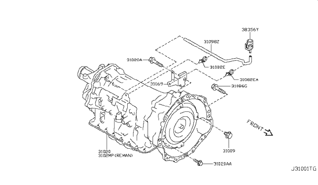 2012 Infiniti G37 Auto Transmission,Transaxle & Fitting Diagram 1