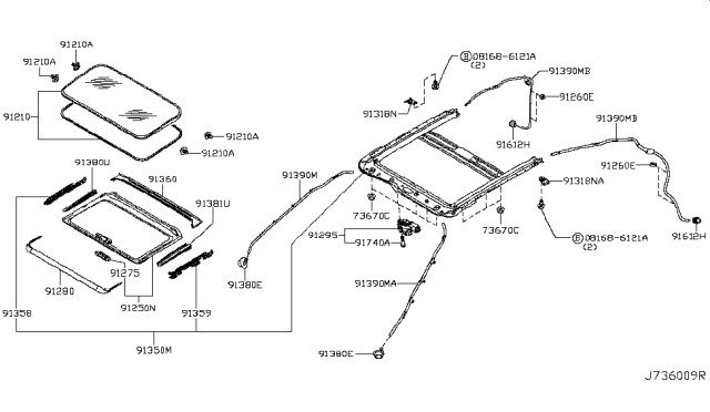 2009 Infiniti G37 Sun Roof Parts Diagram 2