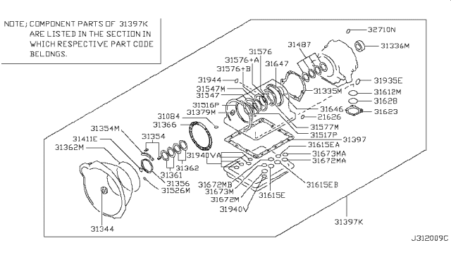 2009 Infiniti G37 Gasket & Seal Kit-Auto Transmission Diagram for 31397-95X25